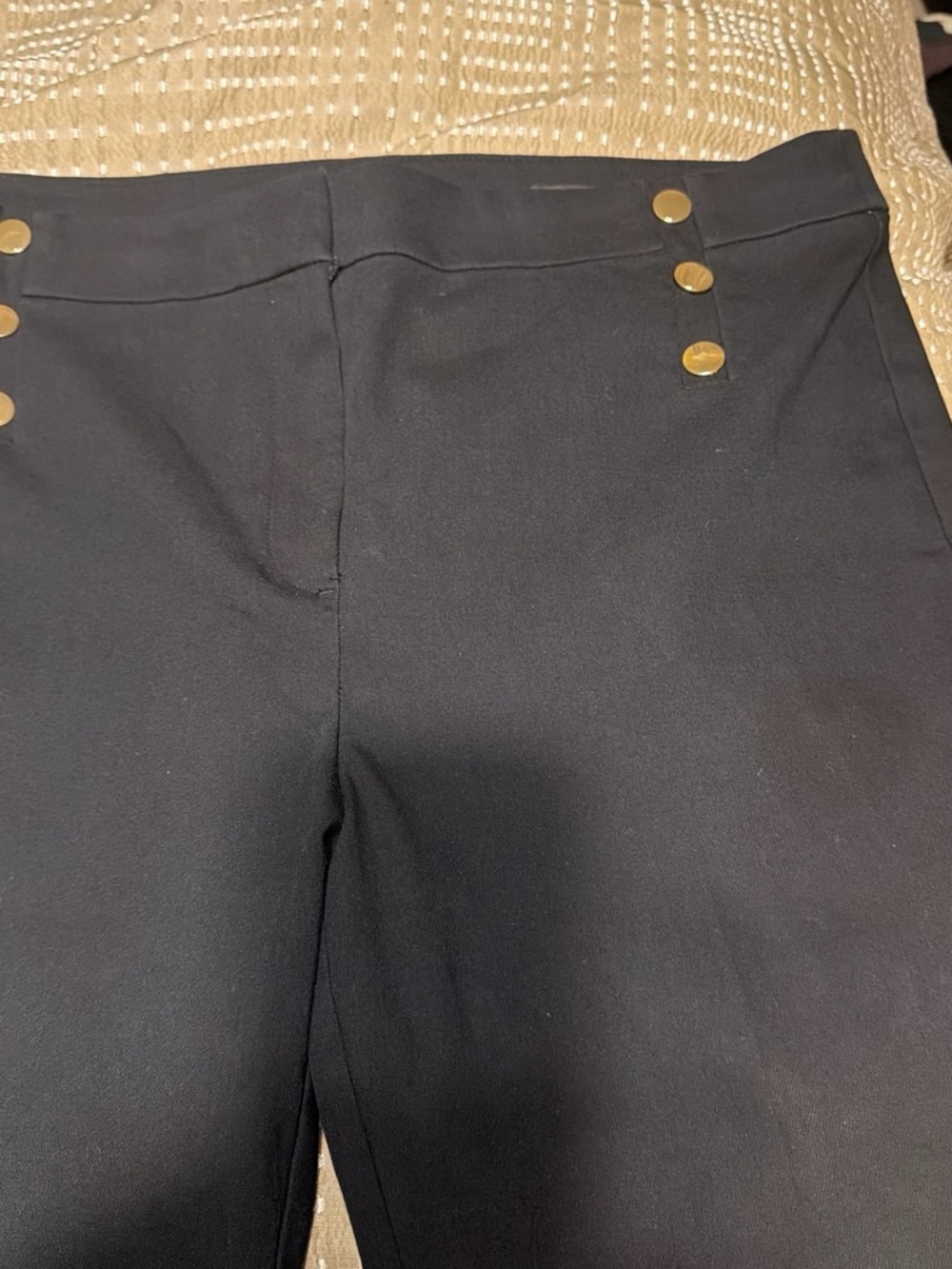 LOFT Black High-Waist Shorts with Gold Button Accents